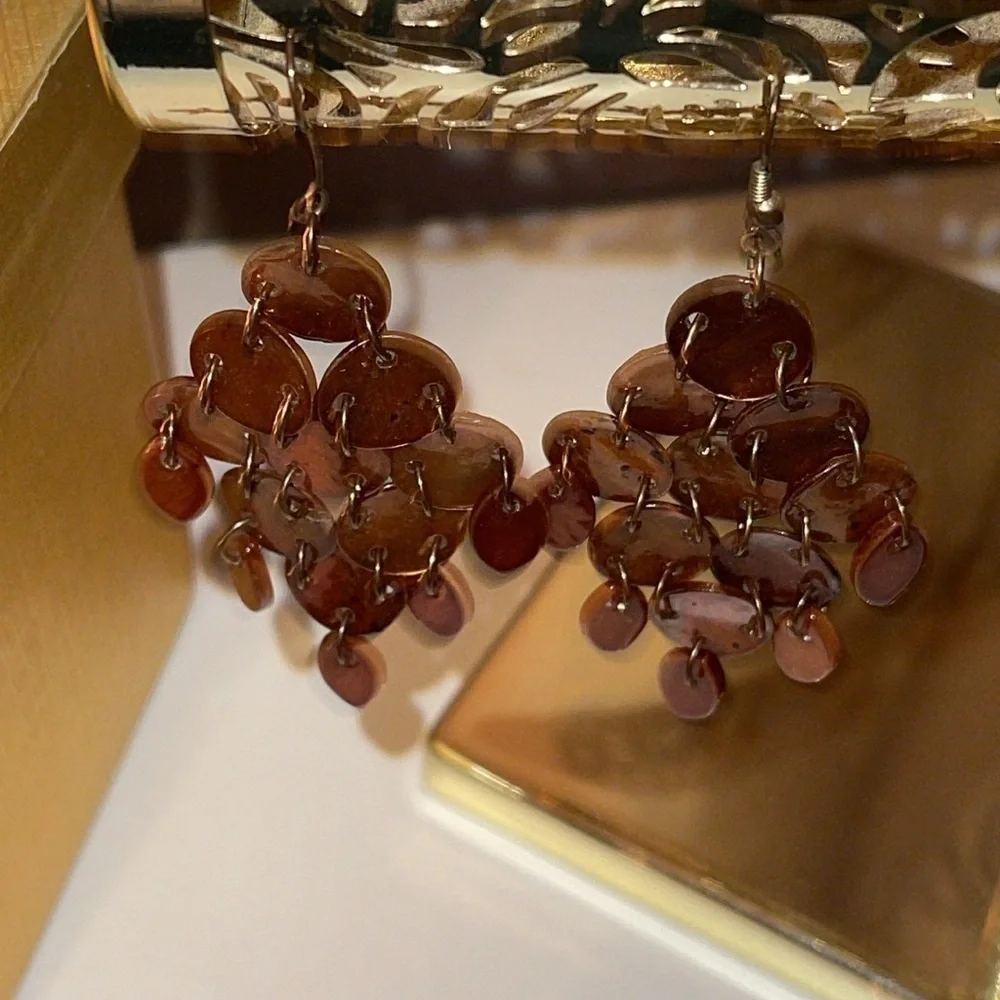 Brown / Bronze Chandelier Autumnal Earrings